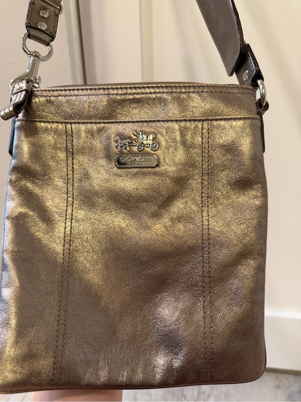 Coach Metallic Bronze Leather Crossbody Bag